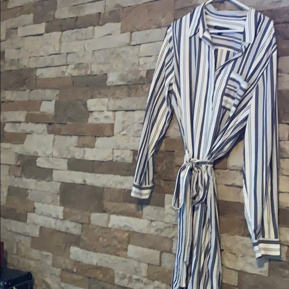 NWT BR Gray and White Striped Dress size 14